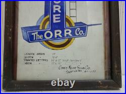 VTG Antique Original Comet Neon Sign Concept Drawing Sketch ORR FURNITURE CO