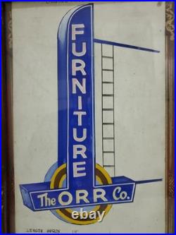 VTG Antique Original Comet Neon Sign Concept Drawing Sketch ORR FURNITURE CO