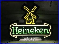 VTG Heineken Windmill Logo Design Neo Neon Lighted Wall Hanging Beer Bar Sign