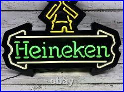 VTG Heineken Windmill Logo Design Neo Neon Lighted Wall Hanging Beer Bar Sign