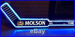 (vtg) Molson Beer Hockey Stick Neon Light Up Sign Game Room Bar Canada Rare
