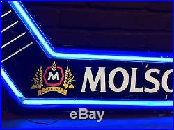 (vtg) Molson Beer Hockey Stick Neon Light Up Sign Game Room Bar Canada Rare