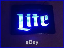 VTG Miller Lite beer neon light sign Rare HTF Man Cave Blue NOT LED Chicago