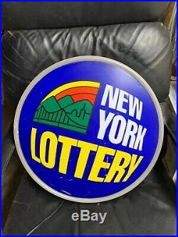 VTG NEW YORK NY Lotto Lottery Blue NEON Sign Works Mancave
