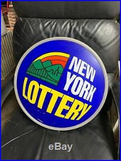VTG NEW YORK NY Lotto Lottery Blue NEON Sign Works Mancave