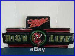 (VTG) miller high life beer girl on the moon tin bar sign neon looking game room