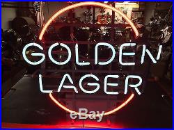 Very Rare Vintage Golden Lager Neon Beer Sign Bar Man Cave