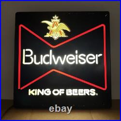 Vintage1985 Budweiser King of Beer Blue Lighted Sign WORKS Faux Neon ManCave Bar