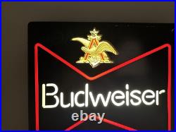 Vintage1985 Budweiser King of Beer Blue Lighted Sign WORKS Faux Neon ManCave Bar