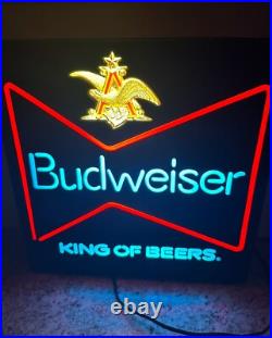 Vintage1985 Budweiser King of Beer Blue Lighted Sign WORKS Faux Neon ManCave Bar Vintage1985 Budweiser King of Beer Blue Lighted Sign WORKS Faux Neon ManCave Bar