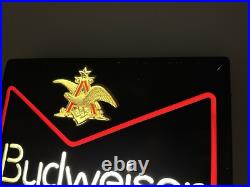 Vintage1985 Budweiser King of Beer Blue Lighted Sign WORKS Faux Neon ManCave Bar