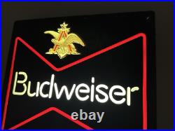 Vintage1985 Budweiser King of Beer Blue Lighted Sign WORKS Faux Neon ManCave Bar Vintage1985 Budweiser King of Beer Blue Lighted Sign WORKS Faux Neon ManCave Bar