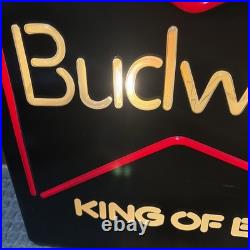 Vintage1985 Budweiser King of Beer Blue Lighted Sign WORKS Faux Neon ManCave Bar