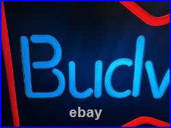 Vintage1985 Budweiser King of Beer Blue Lighted Sign WORKS Faux Neon ManCave Bar Vintage1985 Budweiser King of Beer Blue Lighted Sign WORKS Faux Neon ManCave Bar