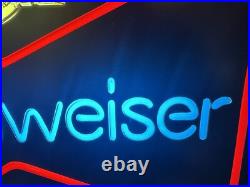 Vintage1985 Budweiser King of Beer Blue Lighted Sign WORKS Faux Neon ManCave Bar Vintage1985 Budweiser King of Beer Blue Lighted Sign WORKS Faux Neon ManCave Bar