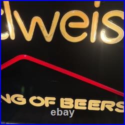 Vintage1985 Budweiser King of Beer Blue Lighted Sign WORKS Faux Neon ManCave Bar