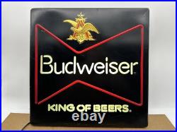 Vintage1985 Budweiser King of Beer Blue Lighted Sign WORKS Faux Neon ManCave Bar
