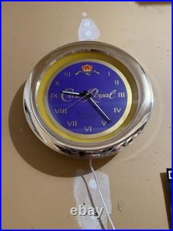 Vintage 16 Crown Royal Wall Clock Neon Lighted Sign Whiskey Whisky Bar