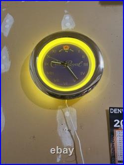 Vintage 16 Crown Royal Wall Clock Neon Lighted Sign Whiskey Whisky Bar
