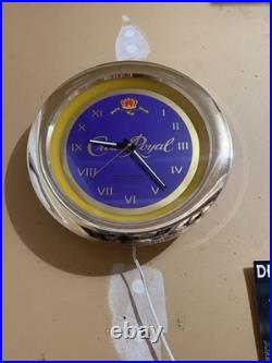 Vintage 16 Crown Royal Wall Clock Neon Lighted Sign Whiskey Whisky Bar