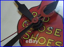 Vintage 1930's Advertising Clock Red Goose Shoes Sign BY NEON PRODUCTS OHIO