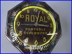 Vintage 1940's Neon Spinner Clock Royal Typewriter Advertising Sign