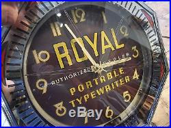 Vintage 1940's Neon Spinner Clock Royal Typewriter Advertising Sign