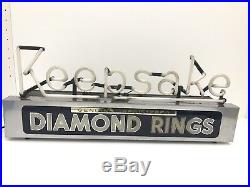 Vintage 1940s Blue Neon Keepsake Diamond Rings Store Display Sign