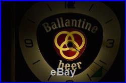 Vintage 1950's 60's Ballantine Beer Lighted Clock Neon Products Sign Advertising