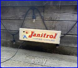 Vintage 1950s Janitrol Illuminated Shop Window Light Sign By Neon Products Inc