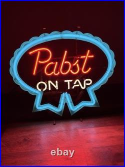 Vintage 1950s Pabst On Tap Blue Ribbon PBR Neon Light Bar Sign Mancave She-Shed
