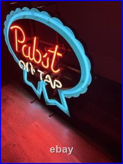 Vintage 1950s Pabst On Tap Blue Ribbon PBR Neon Light Bar Sign Mancave She-Shed