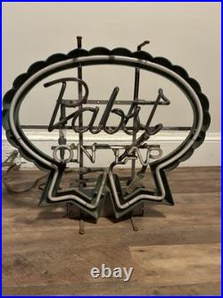 Vintage 1950s Pabst On Tap Blue Ribbon PBR Neon Light Bar Sign Mancave She-Shed