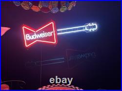 Vintage 1980's ANHEUSER-BUSCH Budweiser Bowtie Guitar Neon Sign USA