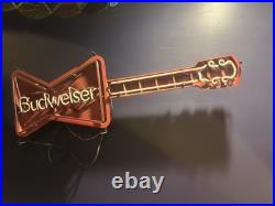 Vintage 1980's ANHEUSER-BUSCH Budweiser Bowtie Guitar Neon Sign USA