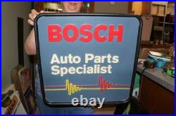 Vintage 1980's Bosch Auto Part Specialists 18 Lighted Neon Look Embossed Sign
