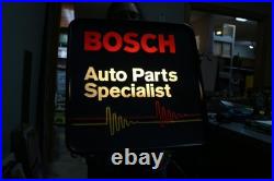 Vintage 1980's Bosch Auto Part Specialists 18 Lighted Neon Look Embossed Sign