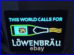 Vintage 1980's This World Calls For LOWENBRAU 20x15x4 neon lighted bar sign