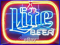 Vintage 1983 Miller Lite Beer Neon Lighted Sign, 21 x 16 x 6, Collectors