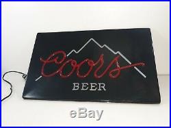 Vintage 1984 Coors Beer Lighted Electric Sign Neon Bar Pub Man Cave Mountains