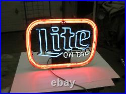 Vintage 1984 Miller Lite On Tap Neon Bar Beer Sign Tested & Working