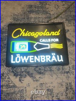 Vintage 1985 Chicagoland Calls For Lowenbrau Beer Lighted Sign Neon Bar Sign