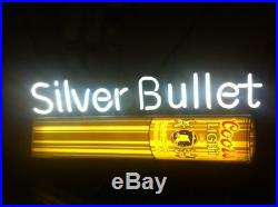 Vintage 1985 Coors Light Beer Silver Bullet Neon Sign For Man Cave Or Bar