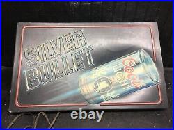 Vintage 1985 Coors light silver bullet lighted sign Neon Bar Man cave 25.5inx 15