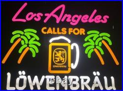 Vintage 1985 Los Angeles Calls For Lowenbrau Beer Lighted Sign Neon Bar Sign