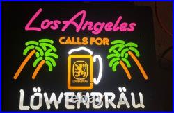 Vintage 1985 Los Angeles Calls For Lowenbrau Beer Lighted Sign Neon Bar Sign