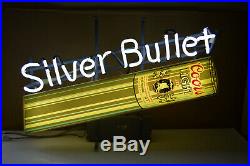 Vintage 1986 Silver Bullet COORS LIGHT Beer Can Bar Pub Man Cave Neon Sign 1980s
