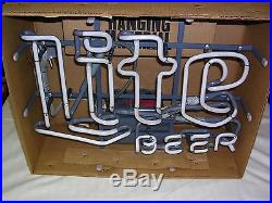 Vintage 1988 New Old Stock Miller Lite Beer Neon Sign New In Box