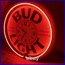 Vintage 1989 BUD LIGHT Budweiser Neon 20 Large Clock Beer Bar Sign Everbrite