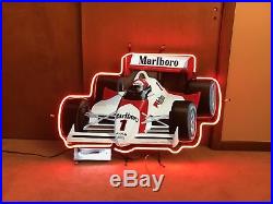 Vintage 1990 Marlboro Formula 1 One Race Car Neon Light Sign Philip Morris RARE